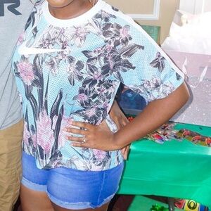 Nike Flower Print Jersey Style Top